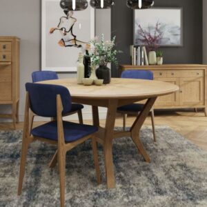 Gibson round dining table grey oil finish