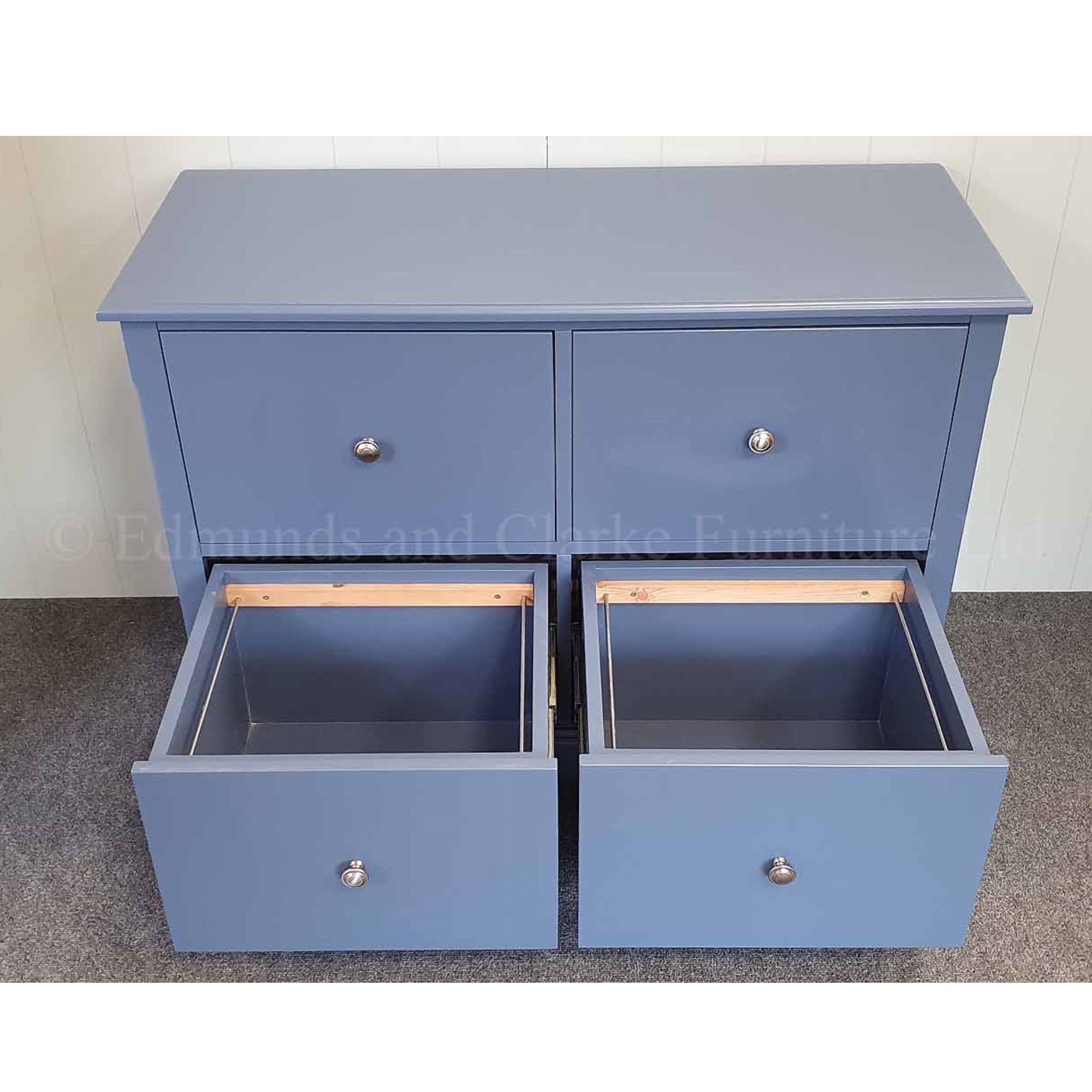 EDMFCW4 Edmunds filing cabinet 4 drawers drawers open. Edmunds & Clarke Furniture