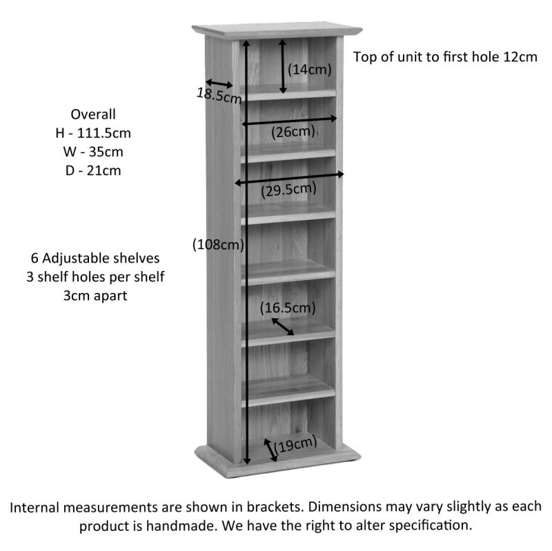 Tree Dimensions Cd Rack Norwich Oak CD/DVD Rack | Edmunds & Clarke Furniture Ltd