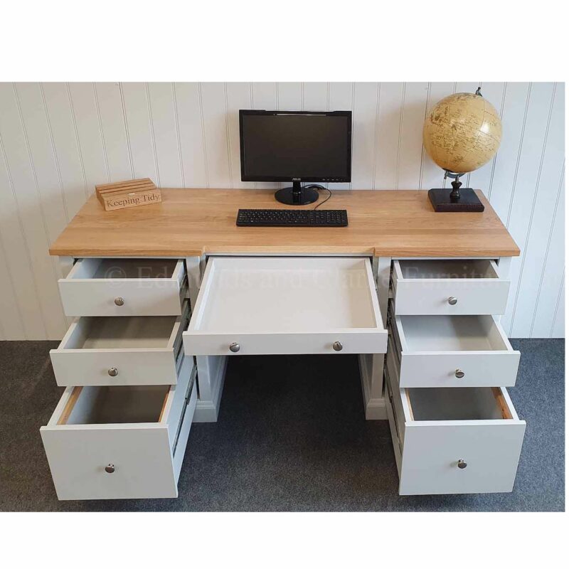 EDMDPDDRW Edmunds Double Pedestal desk with filing drawers open