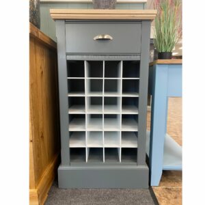 Edmunds Wine Rack with oak top and holds 254 bottles. Drawer below. EDMWR4 Edmunds & Clarke Furniture