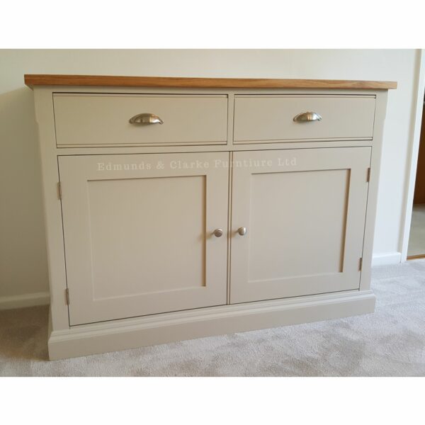 EDM2SB4 Edmunds 4ft sideboard Dunwich Stone with oak top. Edmunds & Clarke Furniture
