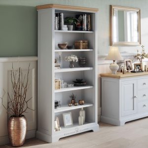 Barton Painted 6ft bookcase Grey mist. Edmunds Clarke Furniture
