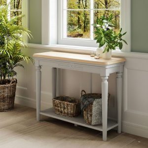 Barton Painted console table grey mist. Edmunds Clarke Furniture