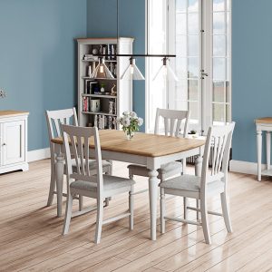 Barton Painted medium extending dining table room set. Edmunds Clarke Furniture
