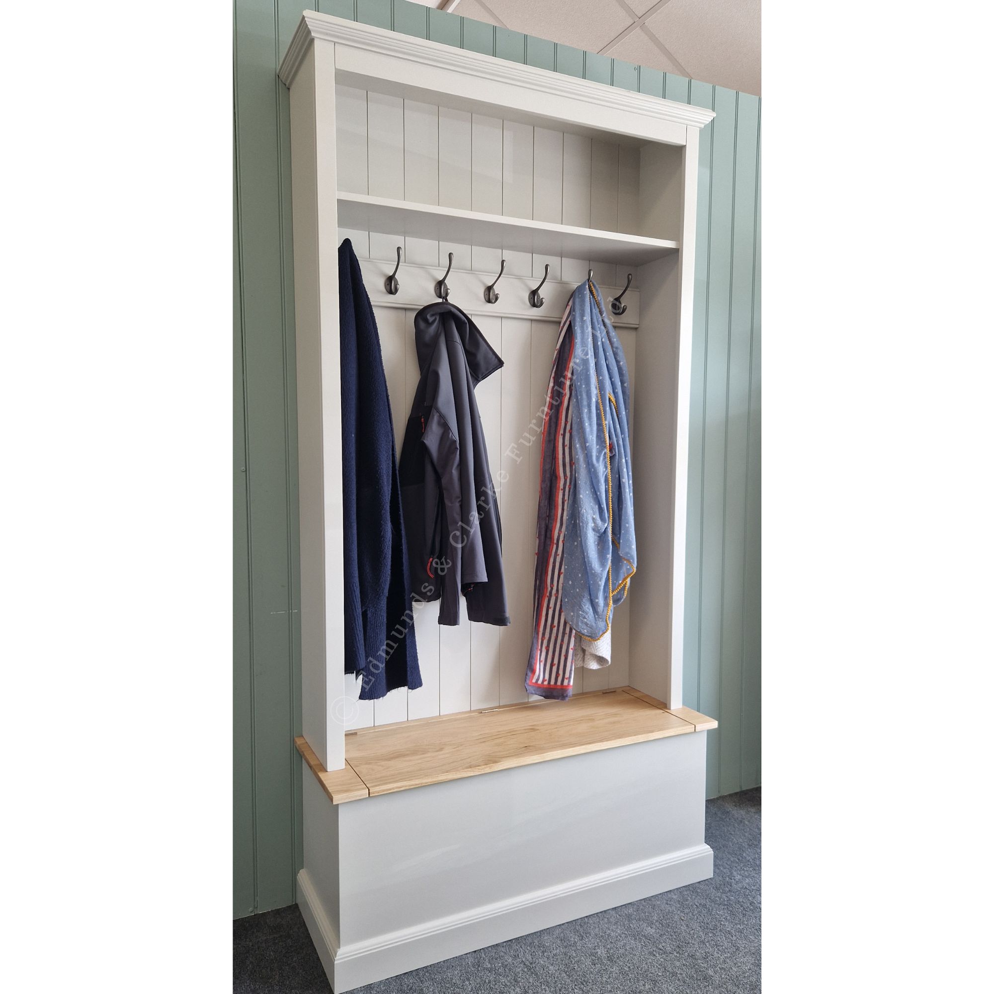 Edmunds painted hallway unit side view, Edmunds & Clarke Furniture