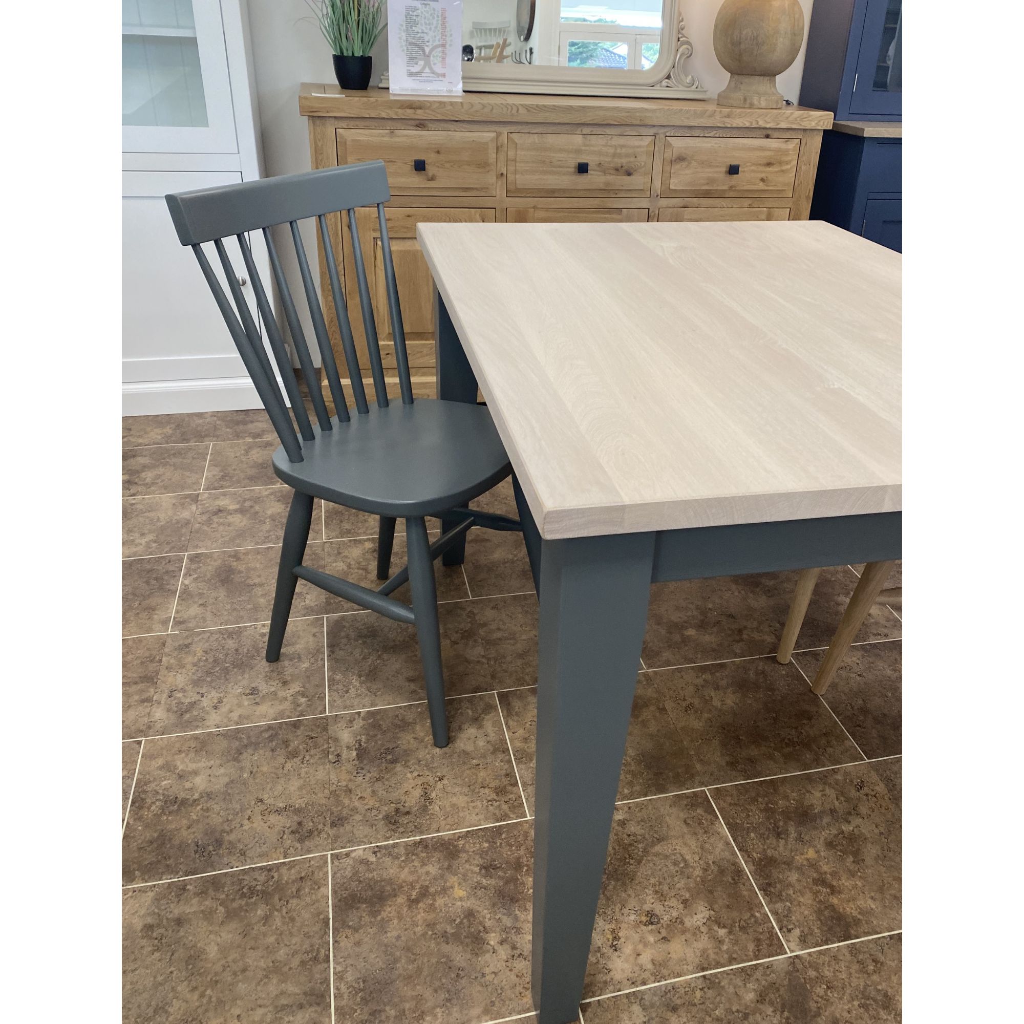 Edmunds shaker dining table 4ft in Downpipe. Edmunds & Clarke Furniture