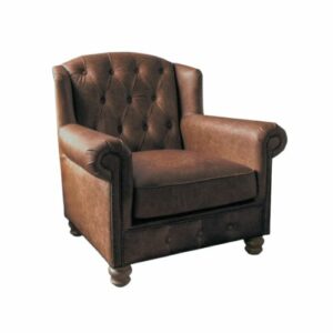 Clyde Arm chair expresso leather no background Edmunds & Clarke Furniture