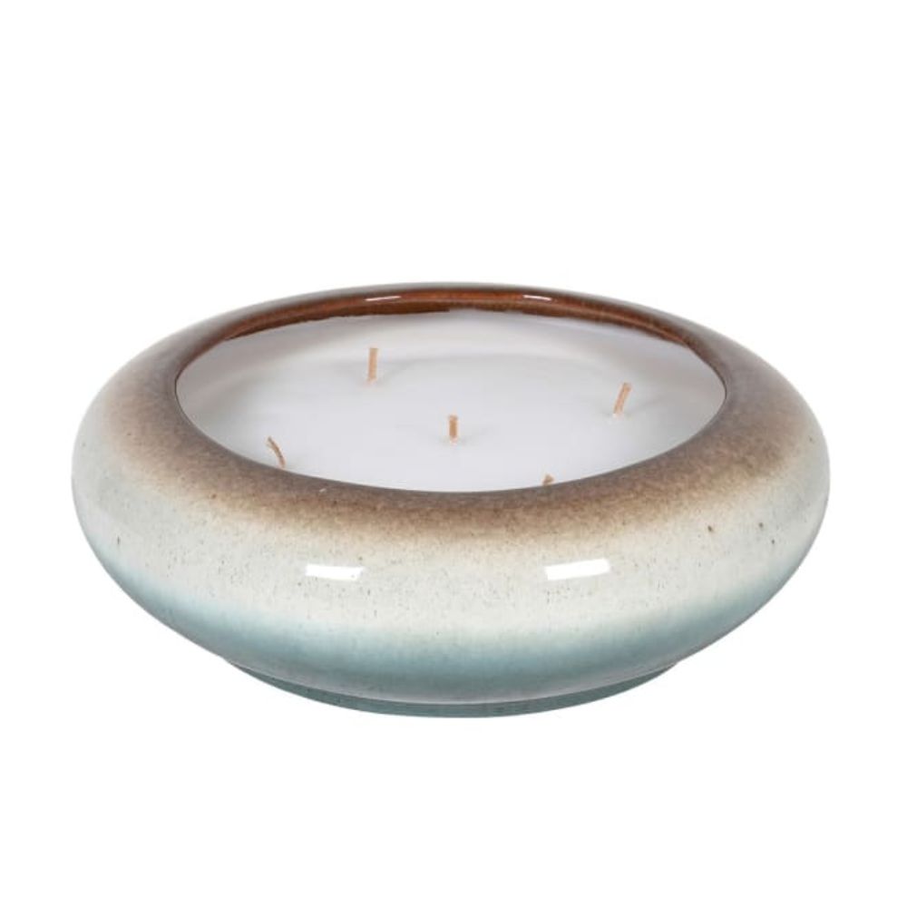 STH132 Blue Brown ceramic candle. Edmunds & Clarke Furniture