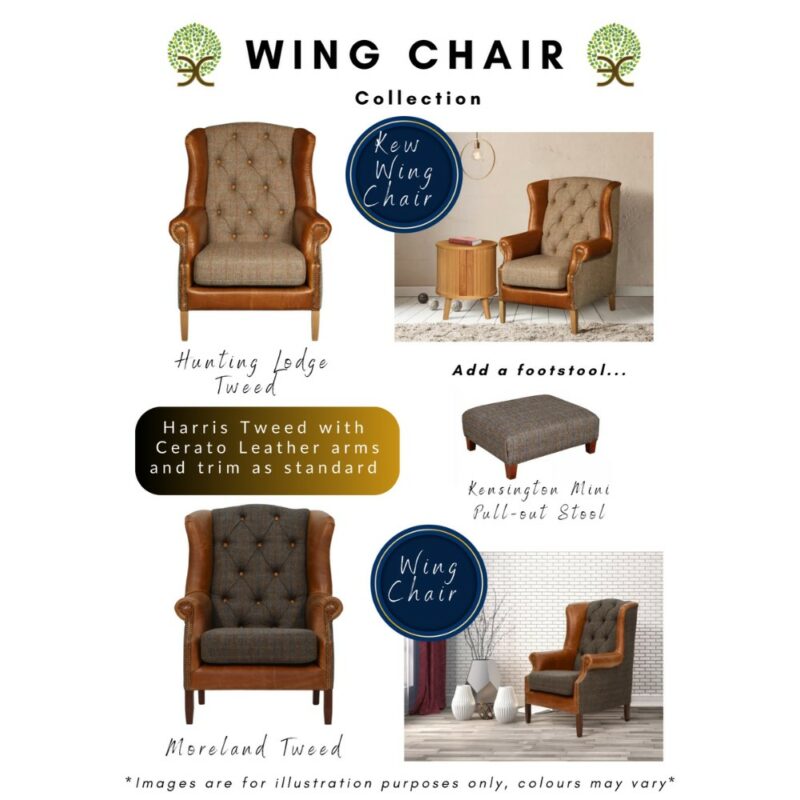 Wing chair details for website showing both colours. Edmunds & Clarke Furniture