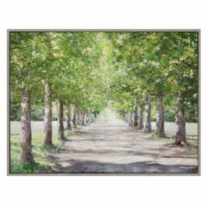 AMG00285 Avenue Of Trees framed canvas art. Lush green trees on a summer day