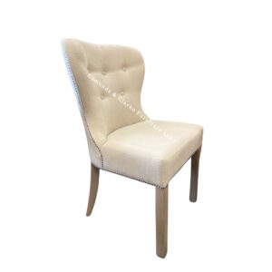 Abbey dining chair stone with studs. Edmunds & Clarke Furniture