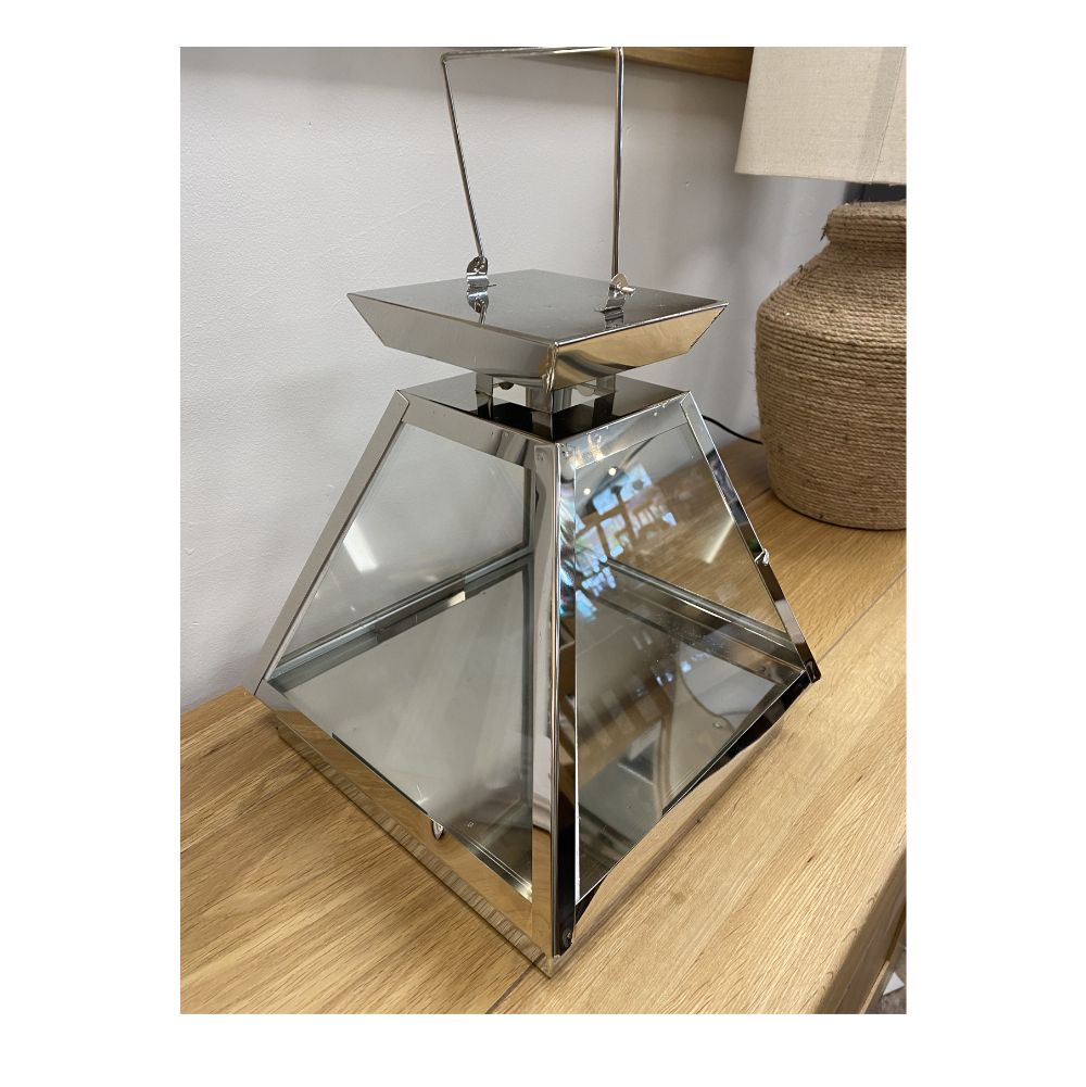 GNH152 Steel Silver Pyramid lantern. Room set image. Edmunds & Clarke Furniture