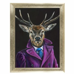 AK11274 Randolph large framed art. Stag in a purple velour suit by Edmunds & Clarke Furniture
