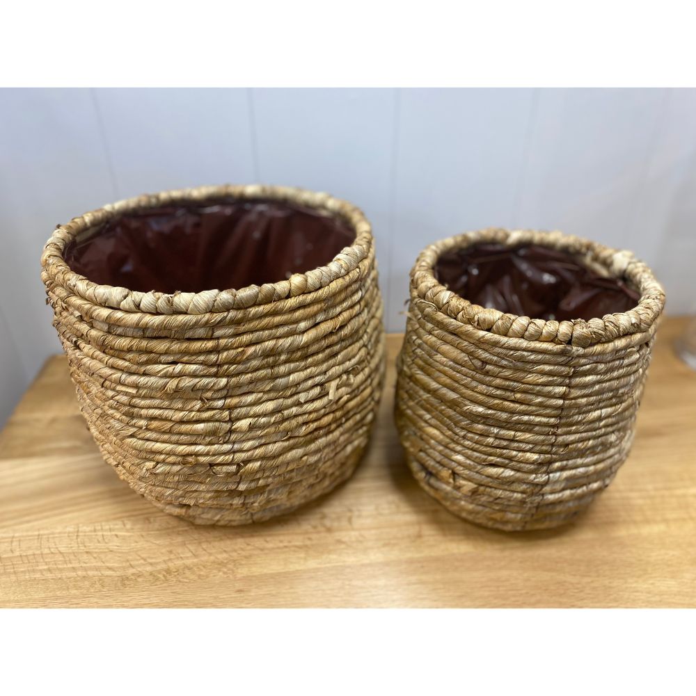 Natural Maize Planter Baskets set of 2 room shot separate. Edmunds & Clarke Furniture