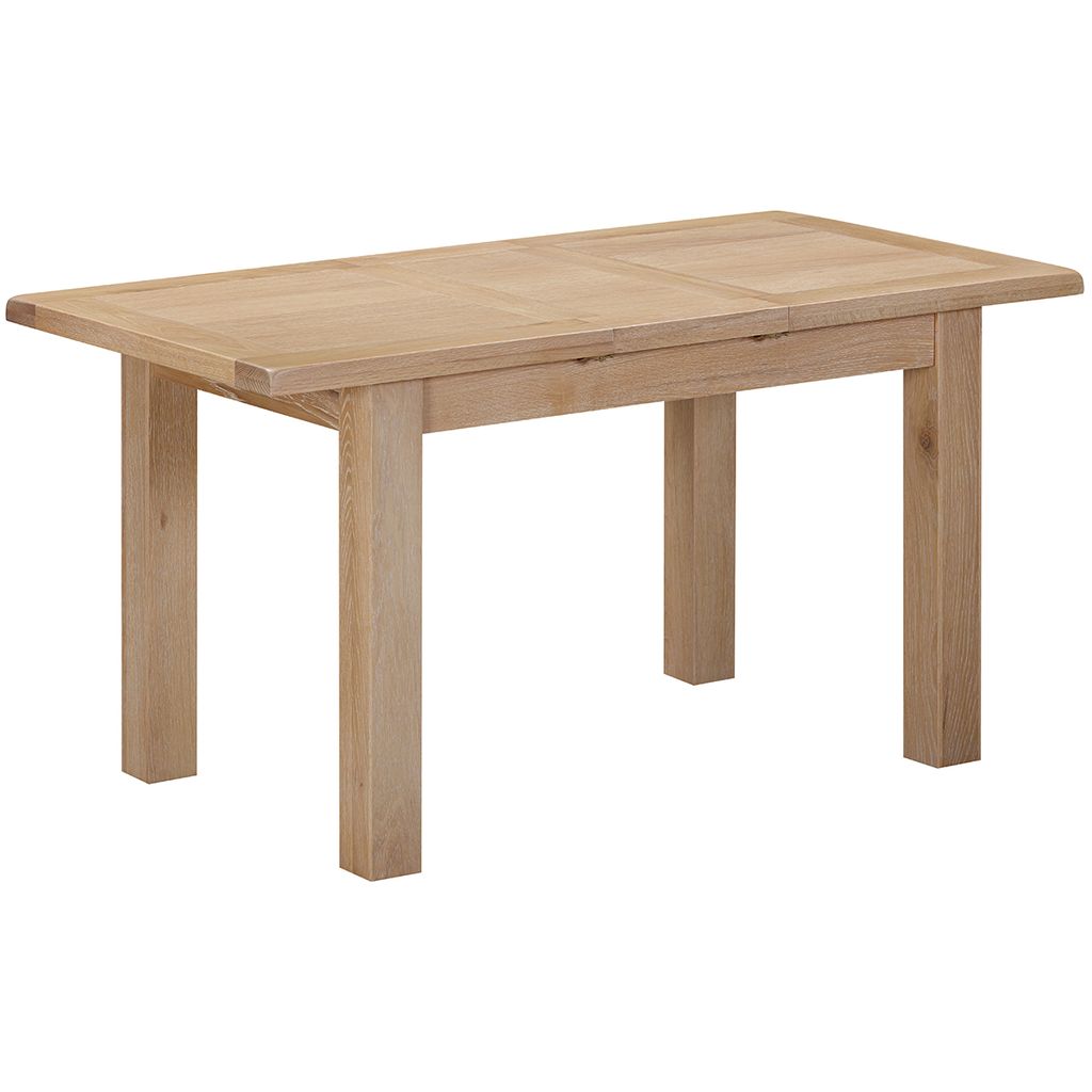 Suffolk white washed oak small dining table open 120 -153. Edmunds & Clarke Furniture