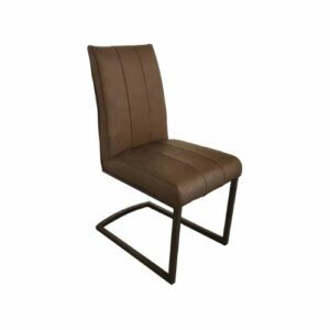 Trent dining chair, tan PU with black metal legs. Edmunds & Clarke Furniture