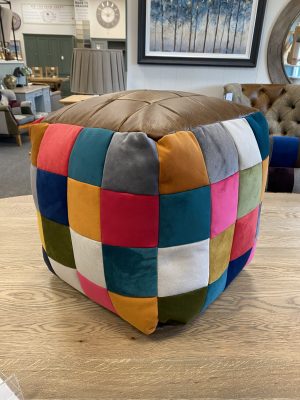 Bean Bag Velour Patchwork with LEATHER TOP