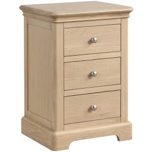 Barton Oak 3 drawer bedside. Edmunds & Clarke Furniture