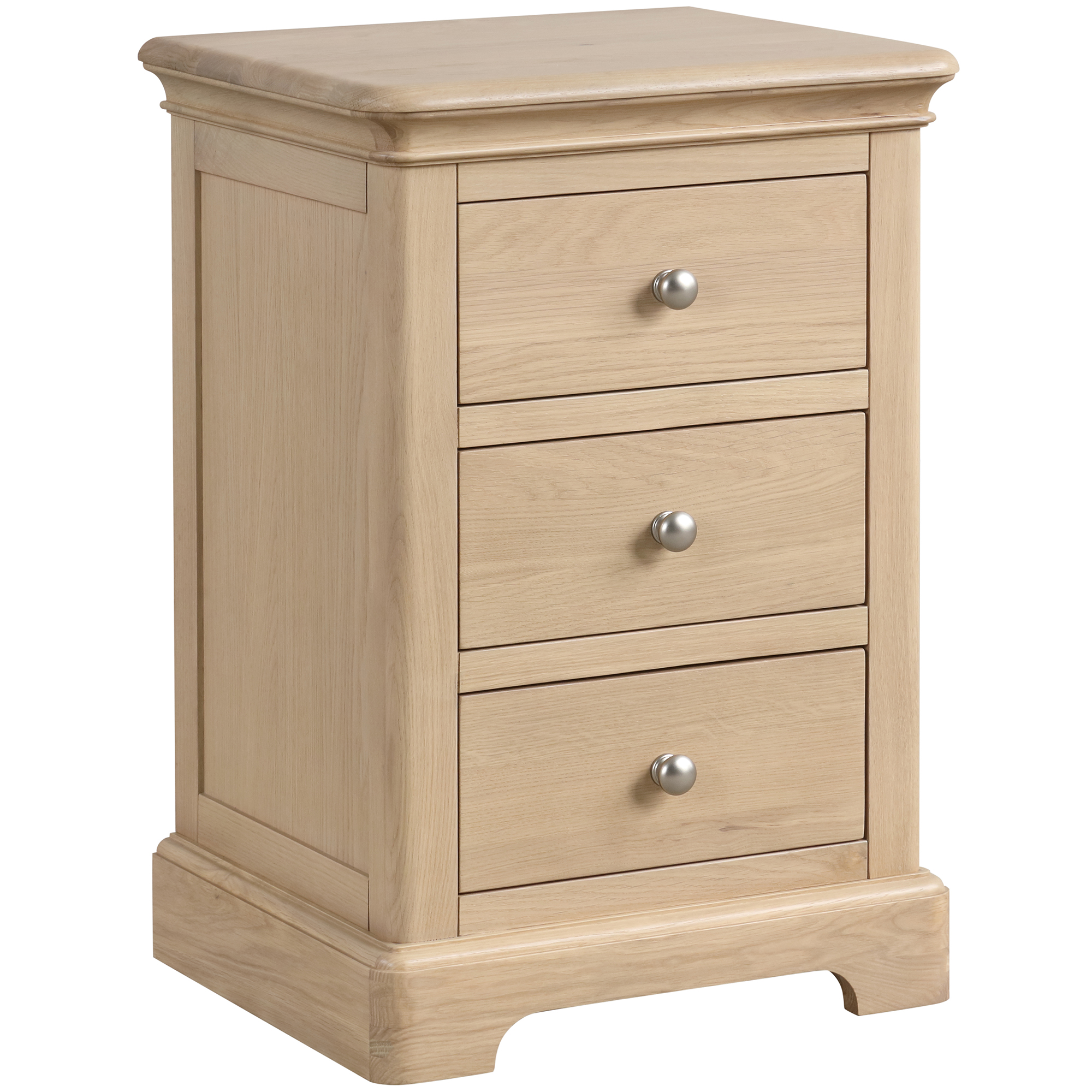 Barton Oak 3 drawer bedside. Edmunds & Clarke Furniture
