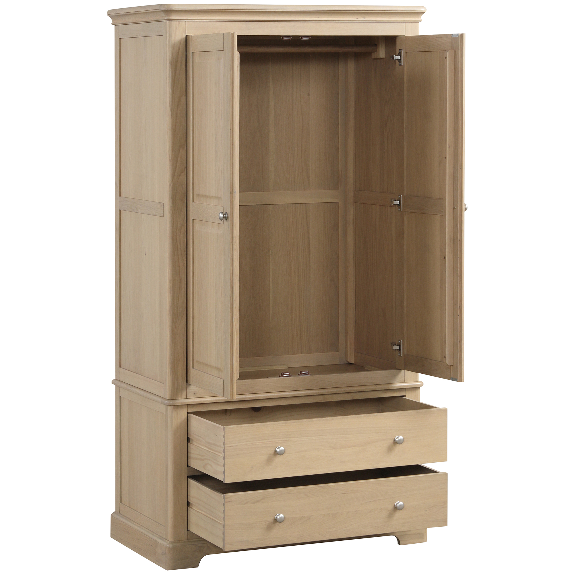 BOK032 Barton oak 2 drawer wardrobe. Edmunds & Clarke Furniture