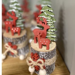 Red reindeer Post christmas decoration. Edmunds & Clarke Furniture