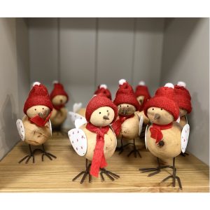 Wooden Bird With Hat christmas decoration. Edmunds & Clarke Furniture