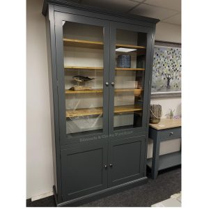 EDMBCPGP12018 Edmunds Glazed bookcase downpipe and pine shelves. Edmunds Clarke Furntiture