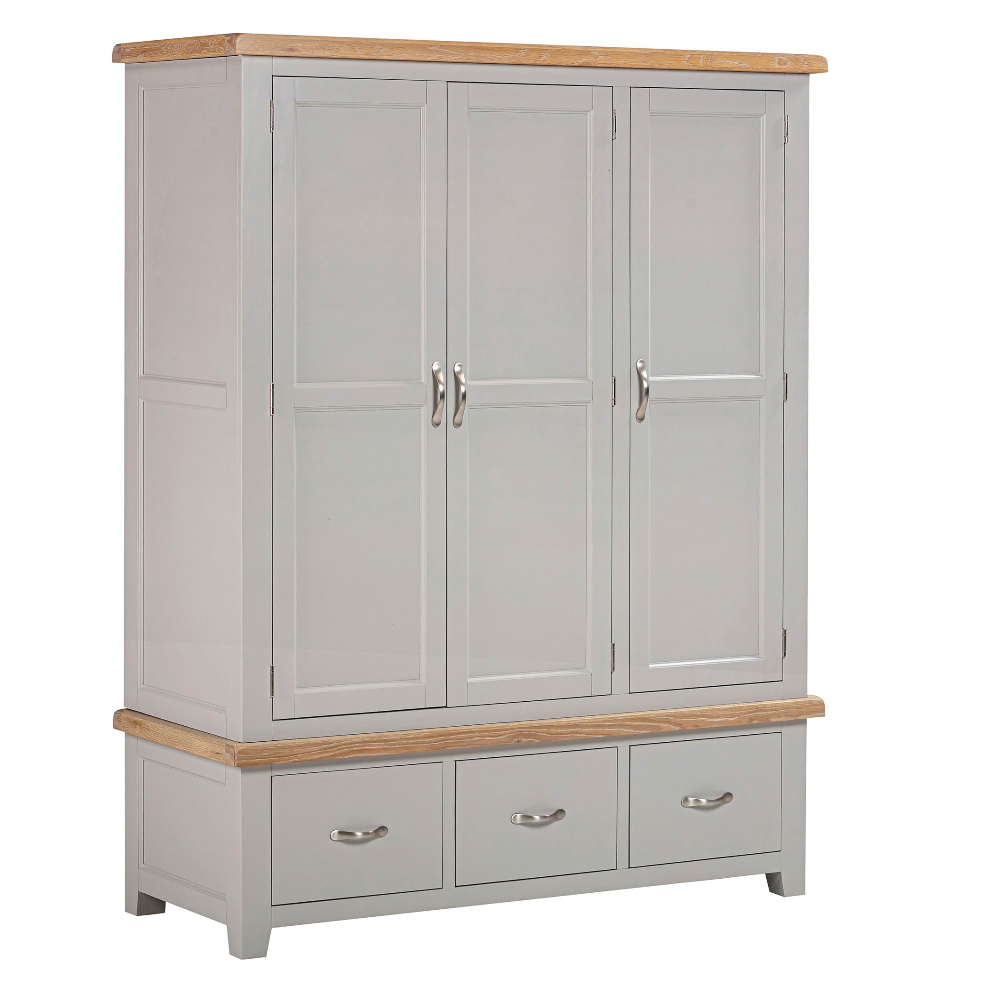 SPT033 Suffolk Painted triple wardrobe with drawers - grey