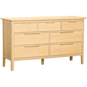 BER006 Bergen 3 over 4 chest of drawers. light oak finish. Edmund & Clarke Furniture
