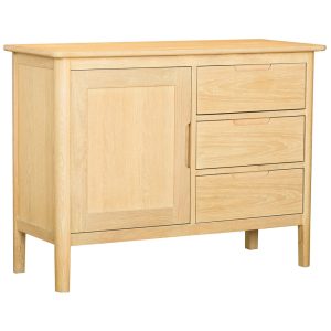 BER051 Bergen oak 1 door 3 drawer sideboard. Edmund & Clarke Furniture