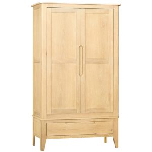 Bergen oak double wardrobe with drawer. Edmunds & Clarke Furniture