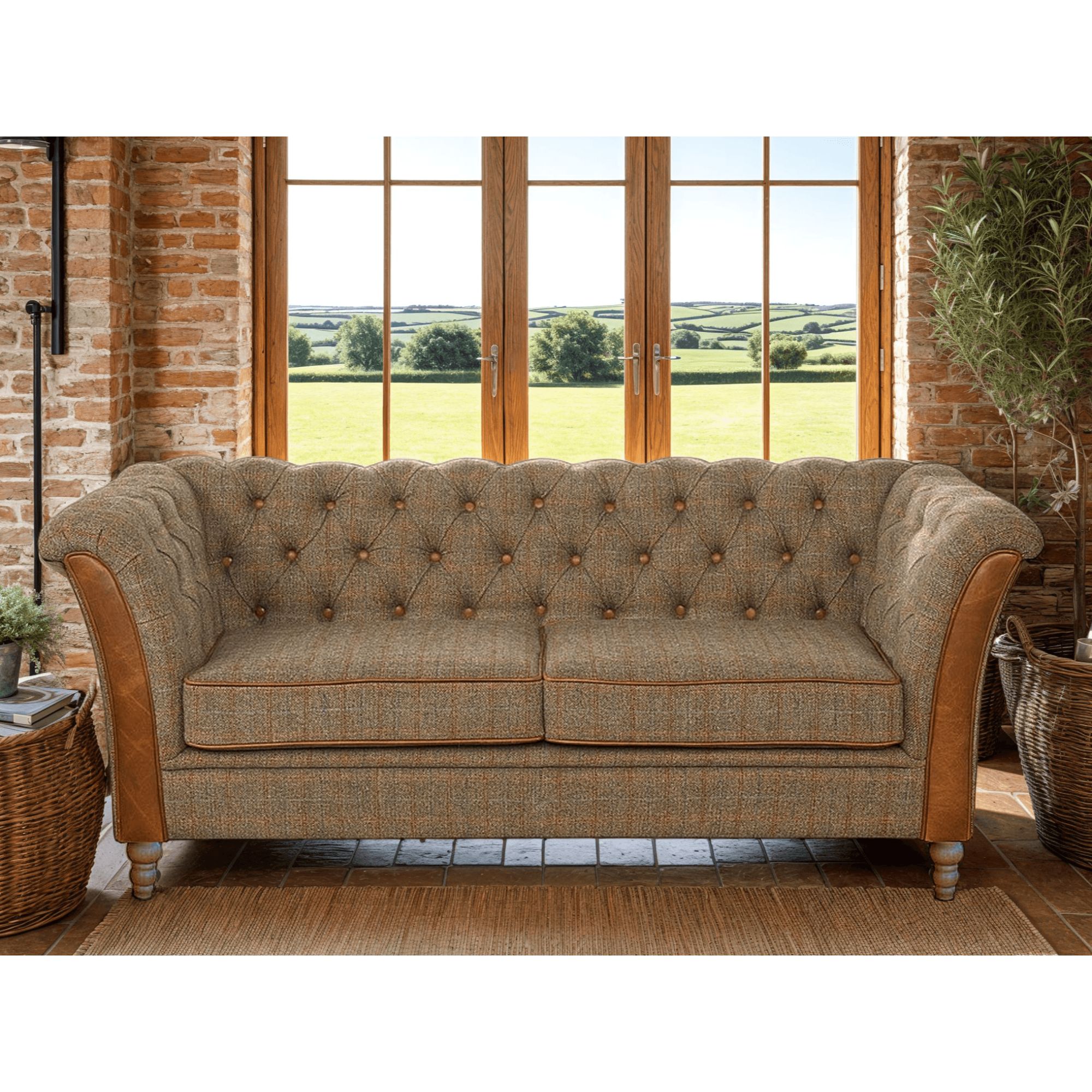Granby 2 seater sofa Hunting lodge all over room set. Edmunds Clarke Furniture
