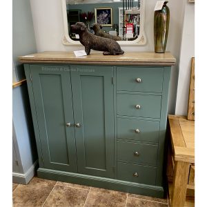 EDMMFC Edmunds Multi Cupboard Green smoke grey oak top Edmunds Clarke Furniture