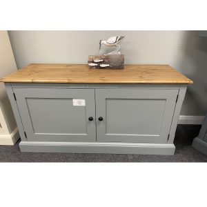 EDMCP18005 Edmunds 2 door DEEP cupboard orwell mist with pine top H61 x W122 Swift delivery. Edmunds Clarke Furniture
