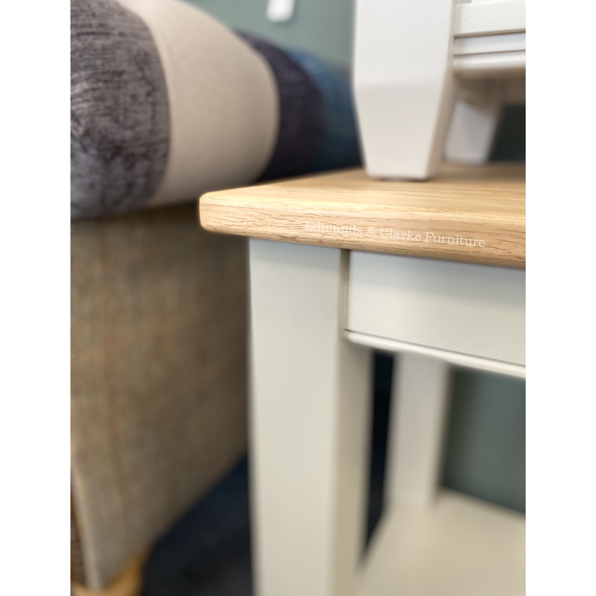 Edmunds large Lamp Table top close up. Edmunds Clarke Furniture