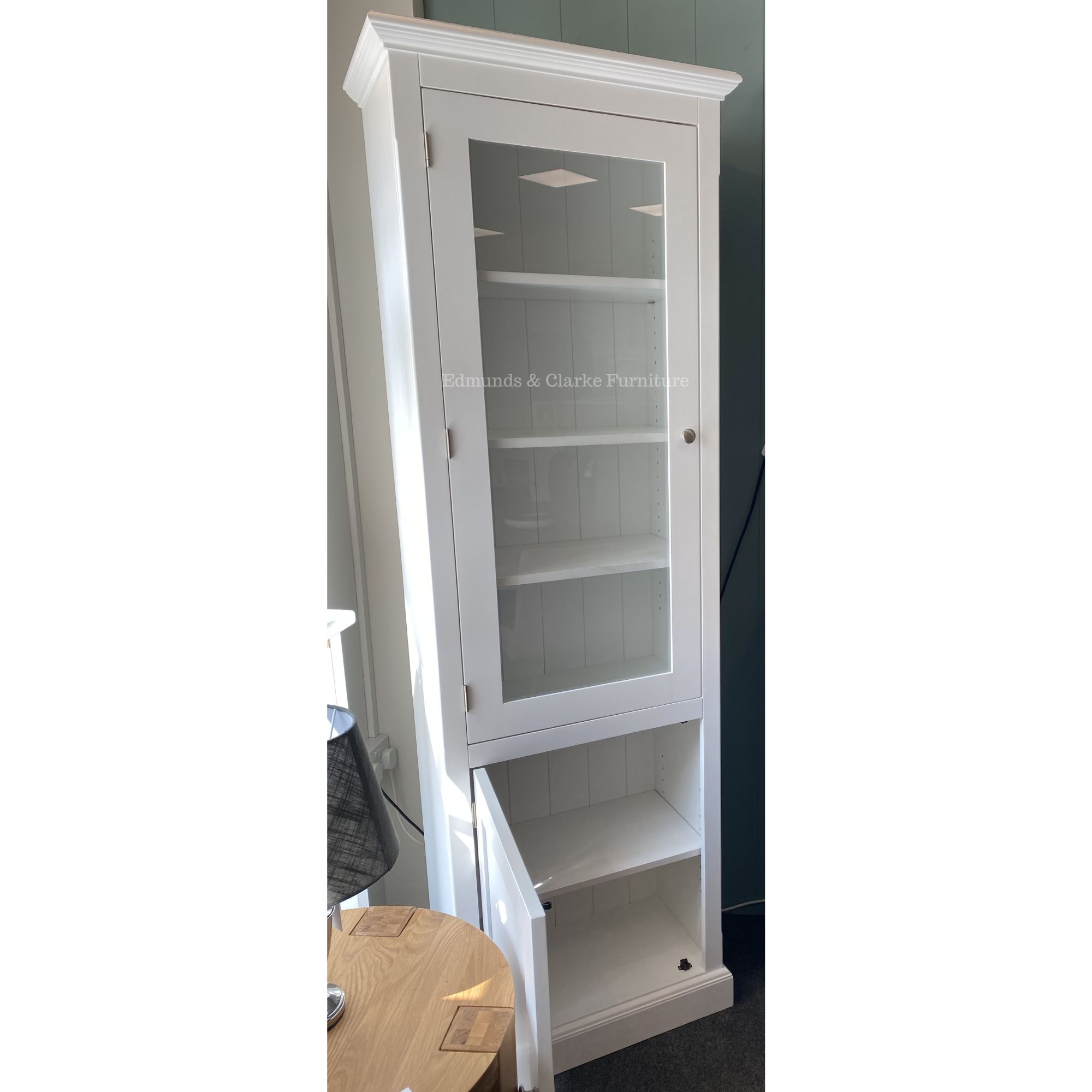 SWIFT Edmunds Single Glazed Bookcase white door open V3