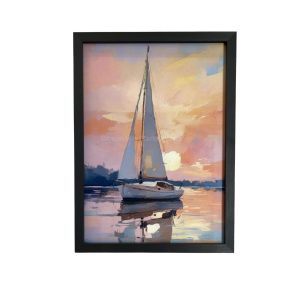 Sail Boat No 2 Framed Art. Sunset background. Edmunds Clarke Furniture