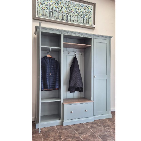 EDMHCSC Edmunds Hallway unit LARGE with breakfront drawer and hang cupboard doors open