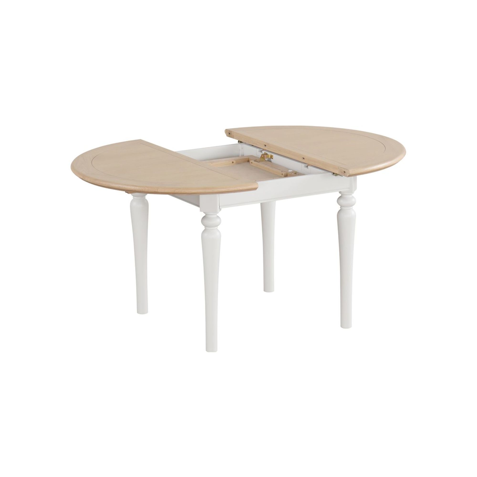 BAR141 Barton painted round ext table showing leaf