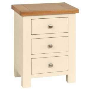 DPT001PI Dorset 3 Drawer Bedside painted ivory. Edmunds Clarke Furniture