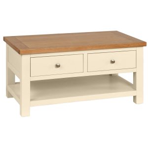 DPT068PI Dorset 2 drawer coffee table painted ivory. Edmunds Clarke Furniture
