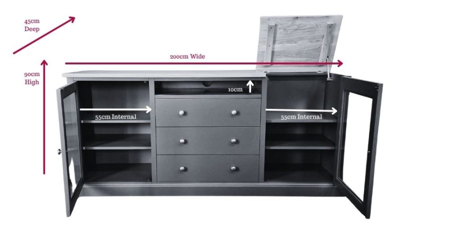 Edmunds Bespoke sideboard with record player dimensions