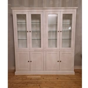 Edmunds DOUBLE half glazed bookcase with glass shelves. Edmunds Clarke Furniture