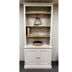 EDM2LIBBC Edmunds 2 library bookcase pavilion gray. Pine shelves above with cupboards below. Edmunds Clarke Furniture