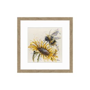 framed image of bumblebee hard at work on a sunflower
