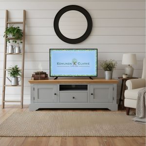 Clarke 2 Door 1 Drawer wide TV unit room set. Edmunds Clarke Furniture