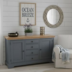 Clarke 2 door 4 drawer sideboard slate grey room set. Edmunds Clarke Furniture