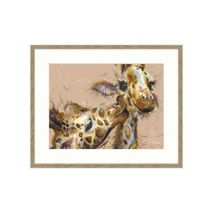 Kisses framed art of giraffes. 65cm x 42cm Edmunds Clarke Furniture