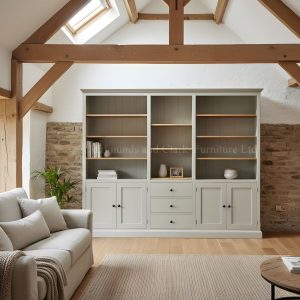 EDMCDBC Edmunds Wide bookcase with centra drawers and cupboards